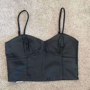 Zara Black Faux Leather Top